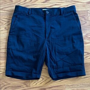 COS Navy Flat Hem Cotton-Blend Shorts